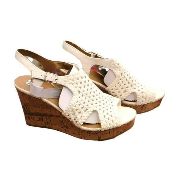 White Wedge Sandals Cork Platform Heels Size 11 Taffy Cream NIB JJ1242 - Picture 3 of 5